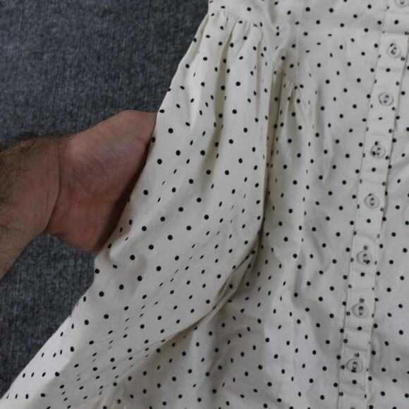 Free People Dress Women Medium Printed Astrid Mini White Polka Dot Babydoll Boho - Picture 9 of 13